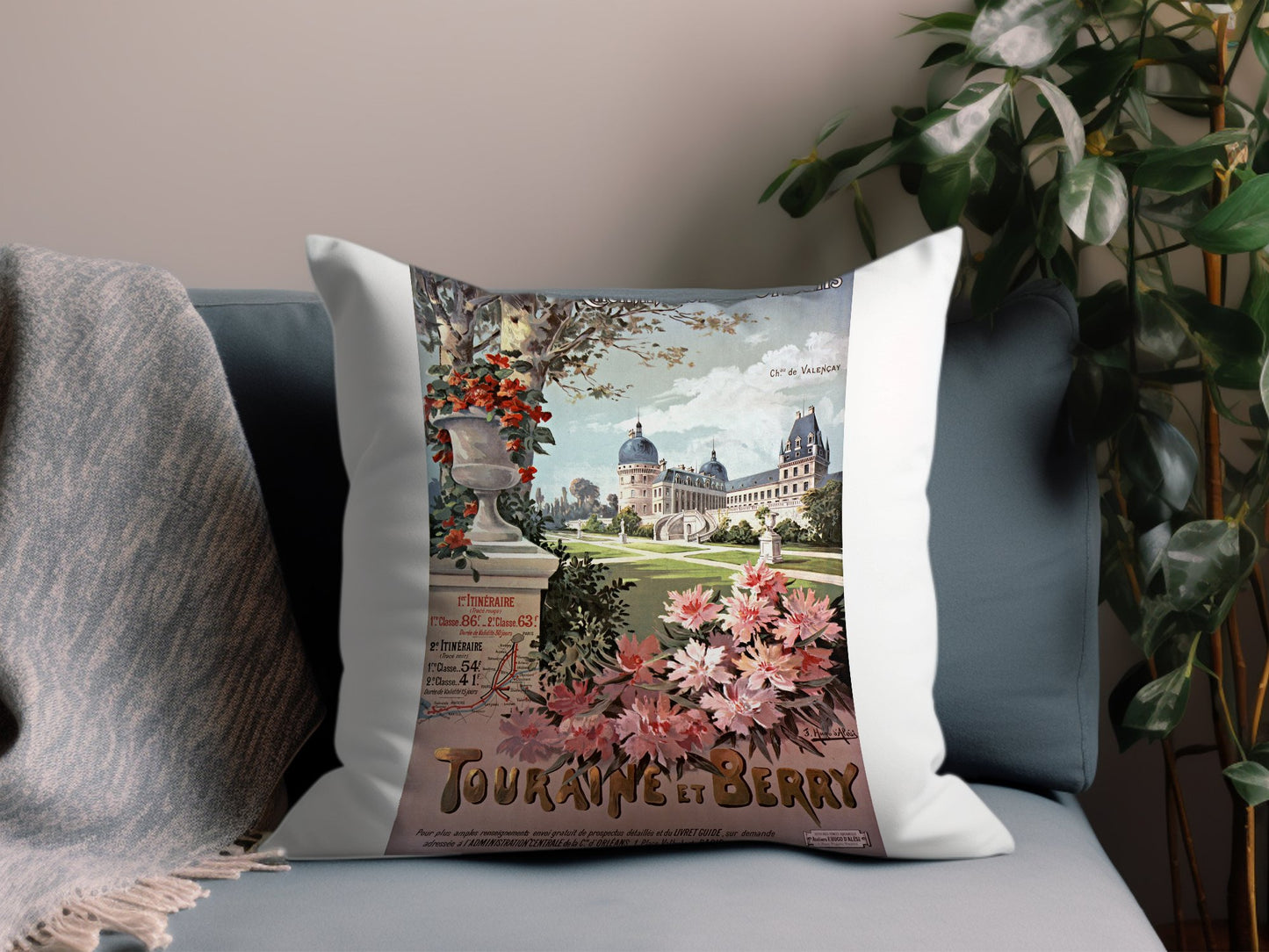 Vintage Touraine Berry Throw Pillow