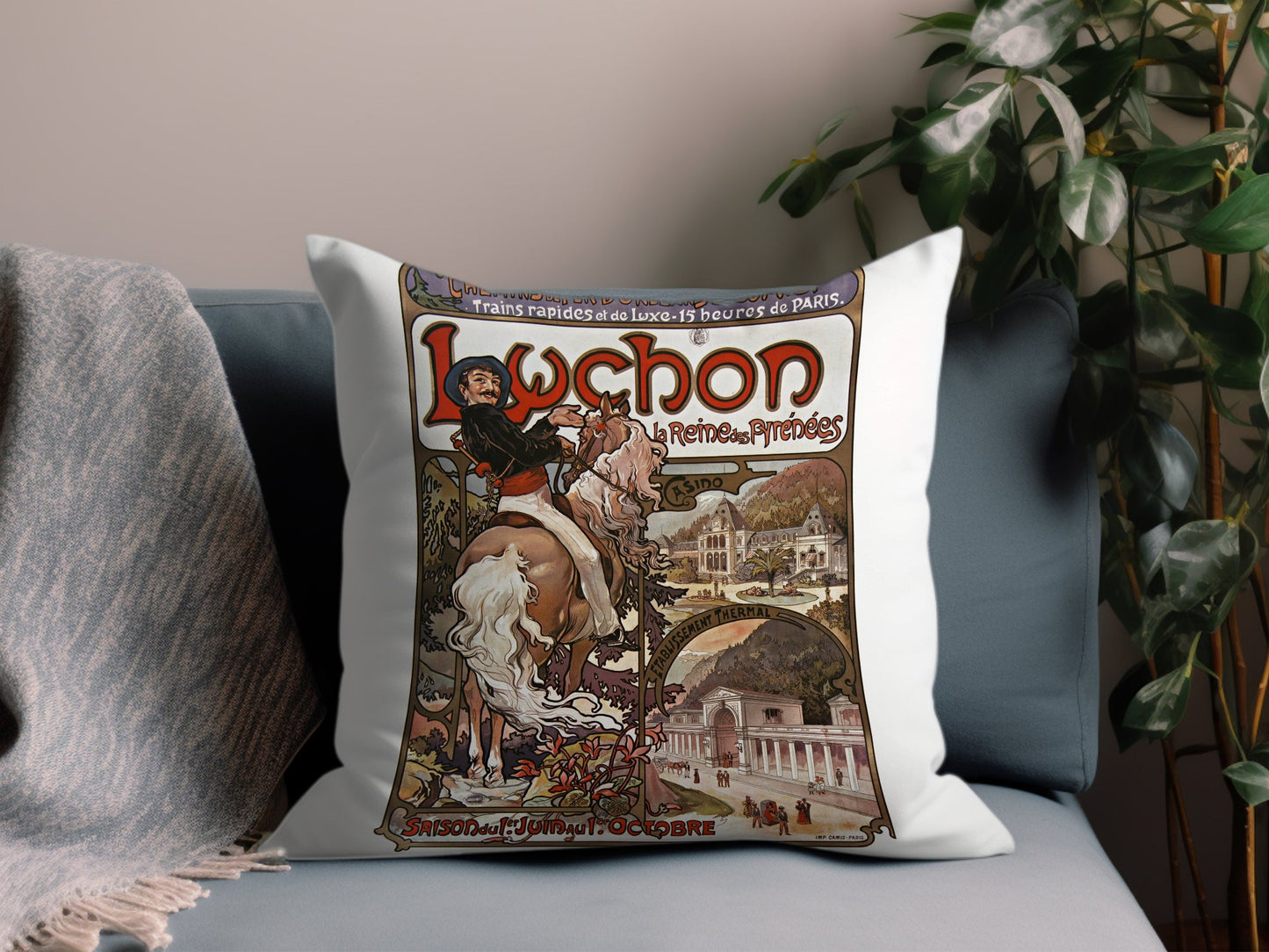 Vintage Luchon Man Throw Pillow