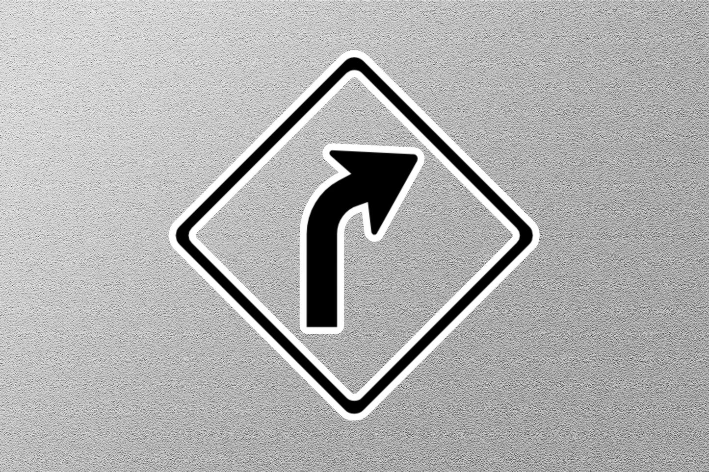 Right Turn Ahead Warning Sign Sticker