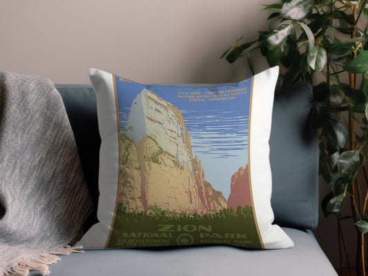 Vintage Zion National Park Throw Pillow