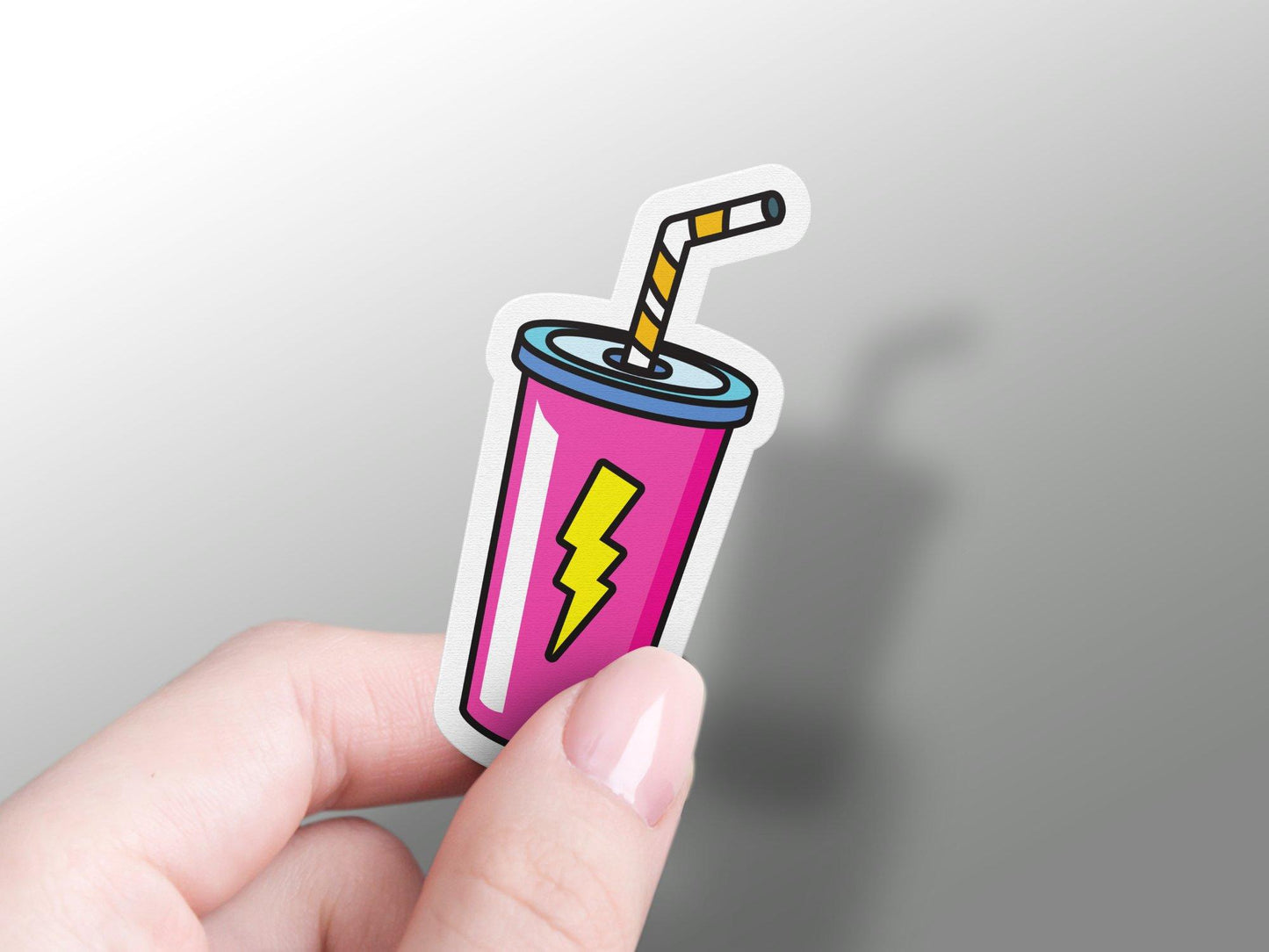 Portable Soda Cup With Straw Sticker