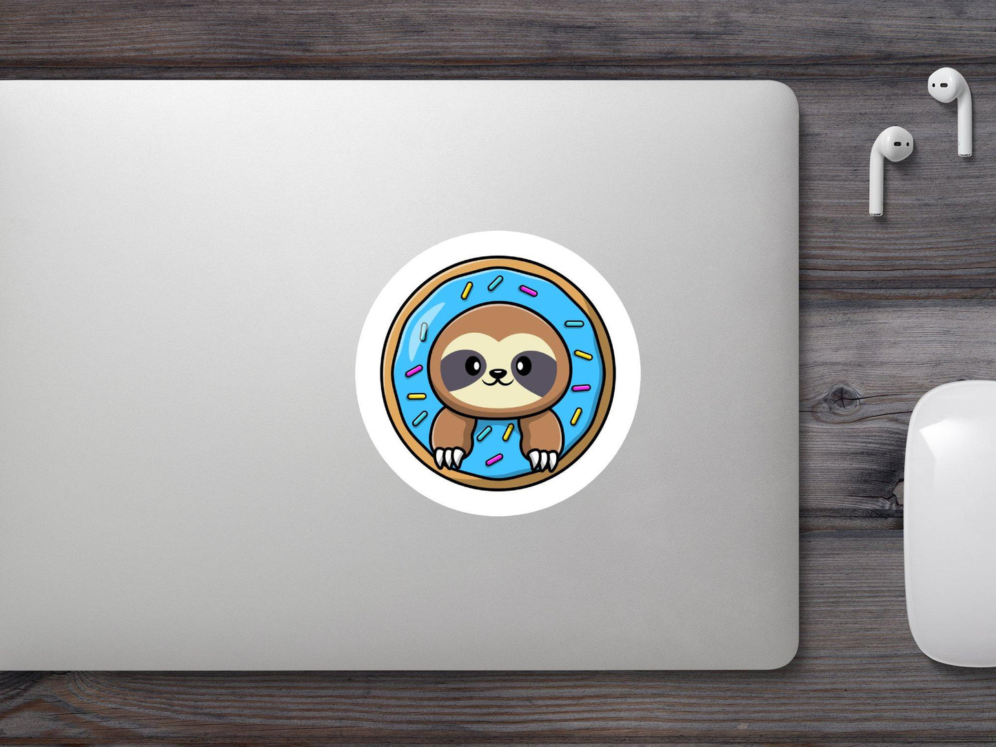 Cute Sloth With Donut Sticker