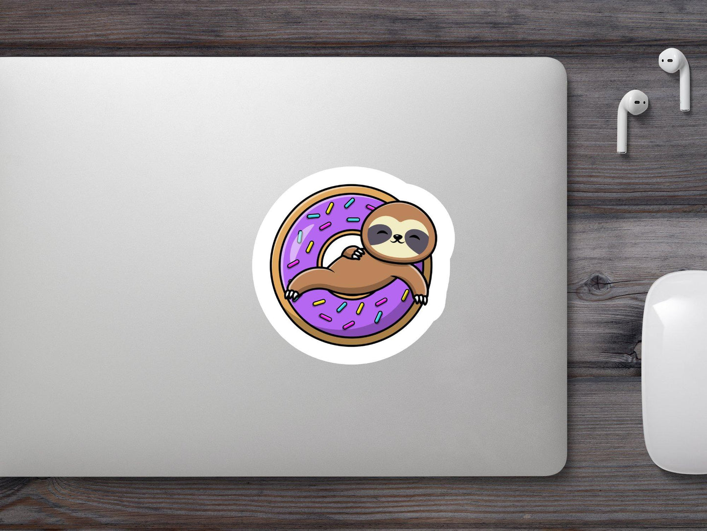 Sleeping Sloth With Donut Sticker