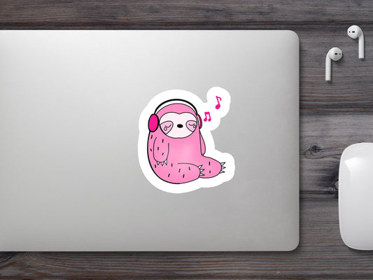 Sloth With Headphone Sticker