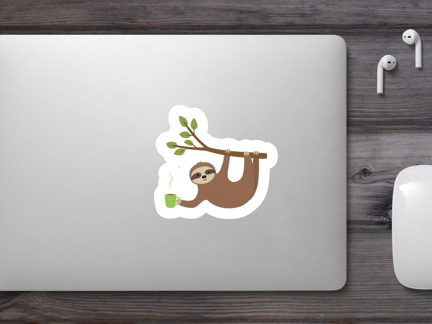 Hanging Sloth With Cup Sticker