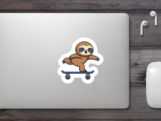Cute Sloth Playing Skateboard Sticker