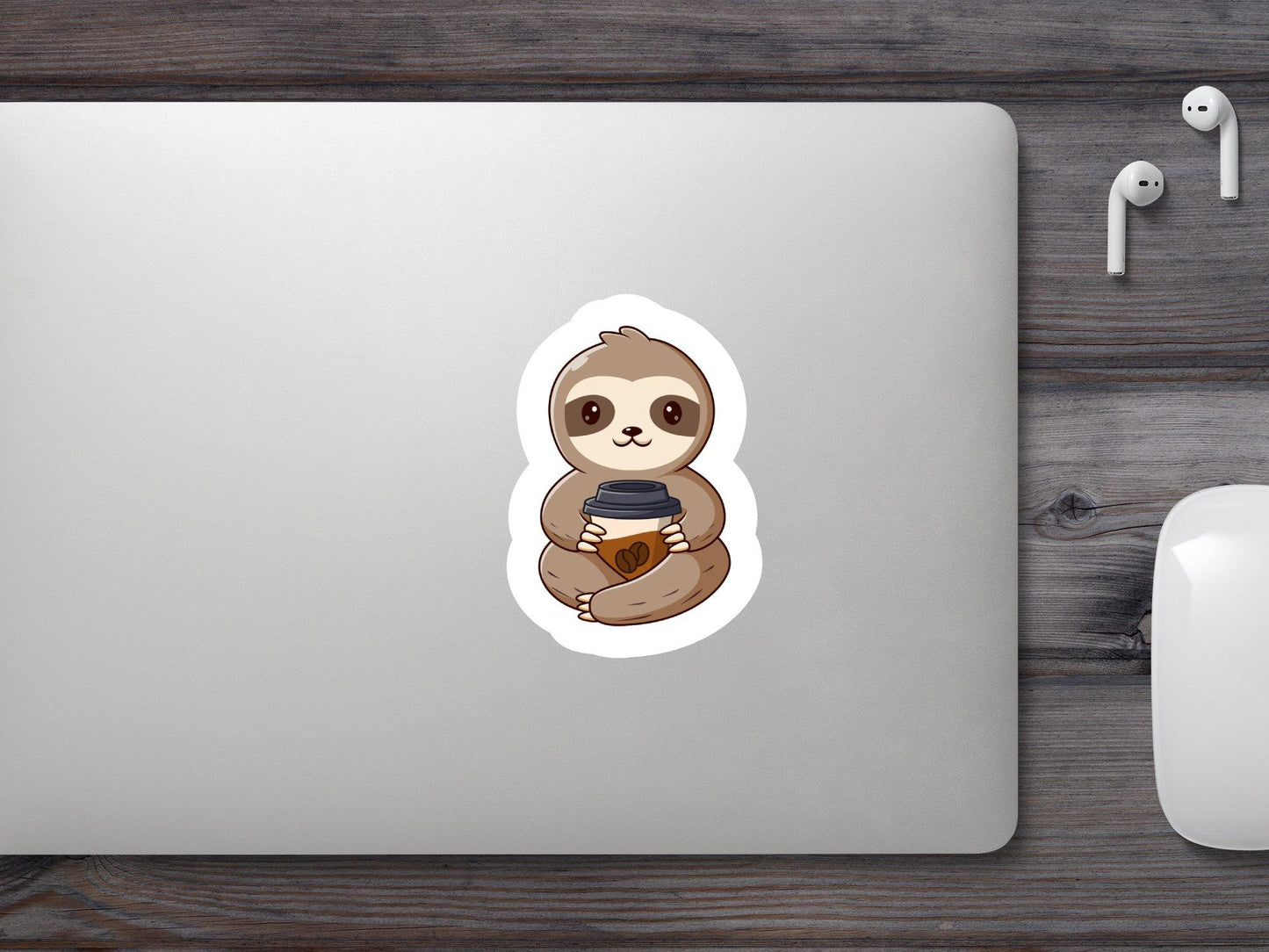 Cute Sloth Holding A Cup Sticker