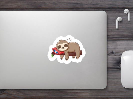 Sleeping Sloth On Tree With Pillow Sticker