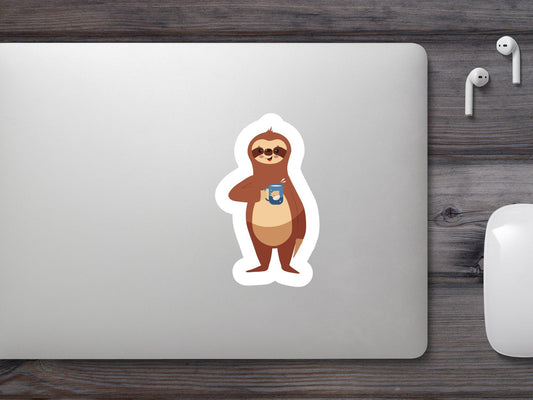Sloth Holding A Coffee Cup Sticker