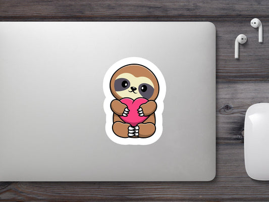 Cute Sloth Hug Heart Sticker