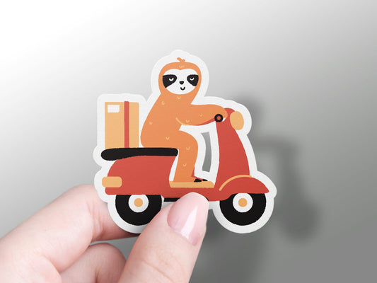 Cute Sloth Is Riding A Motorbike Sticker