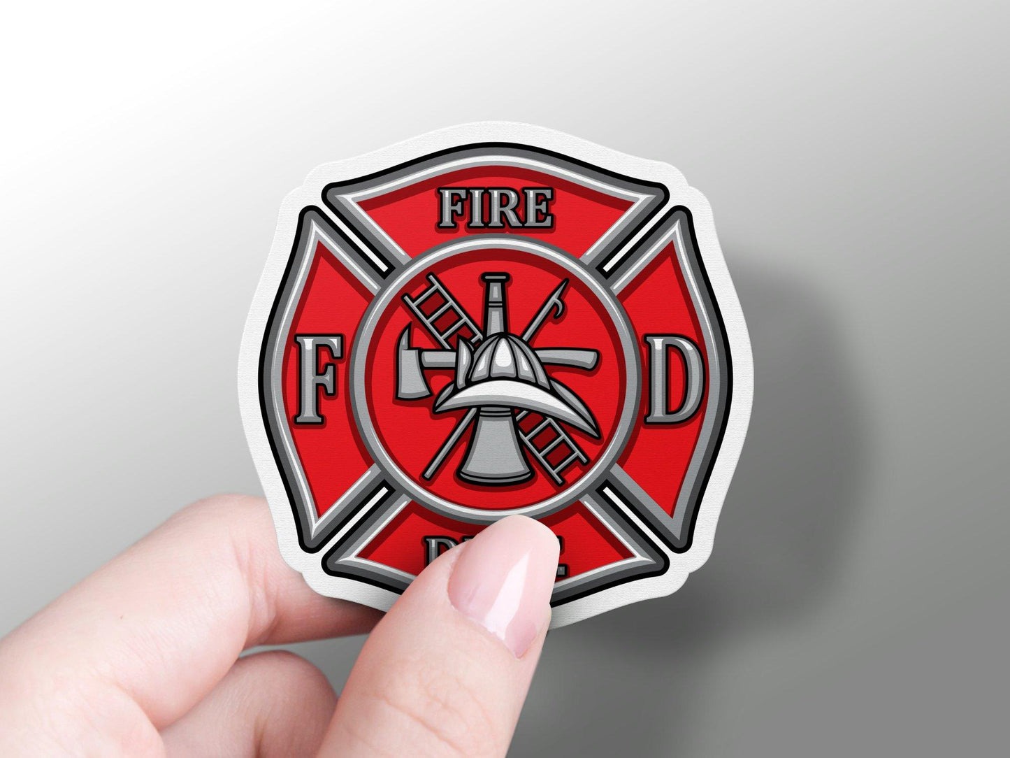 Cool Fire Station Firefighter Badge Sticker