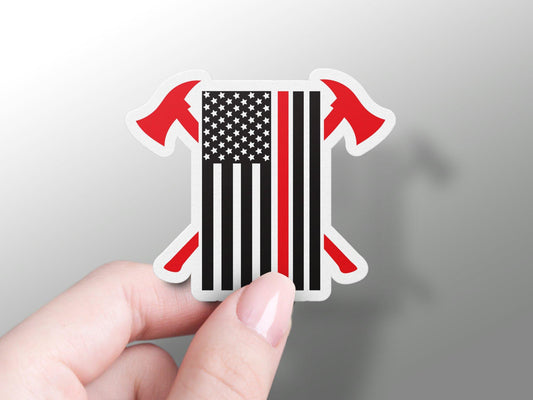 Firefighter Emblem American Flag Axe Sticker