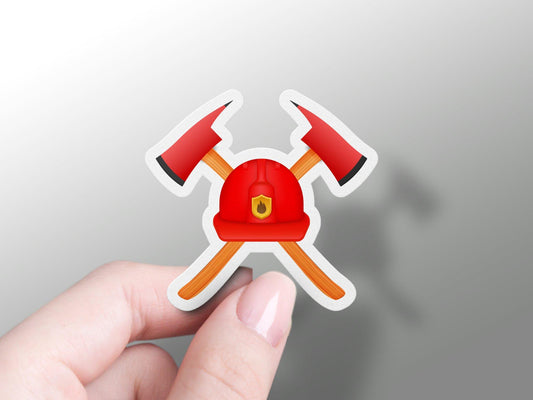 Fire Fighter Cross Axe Sticker