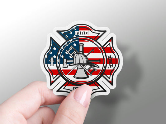 Maltese Cross Firefighter Sticker