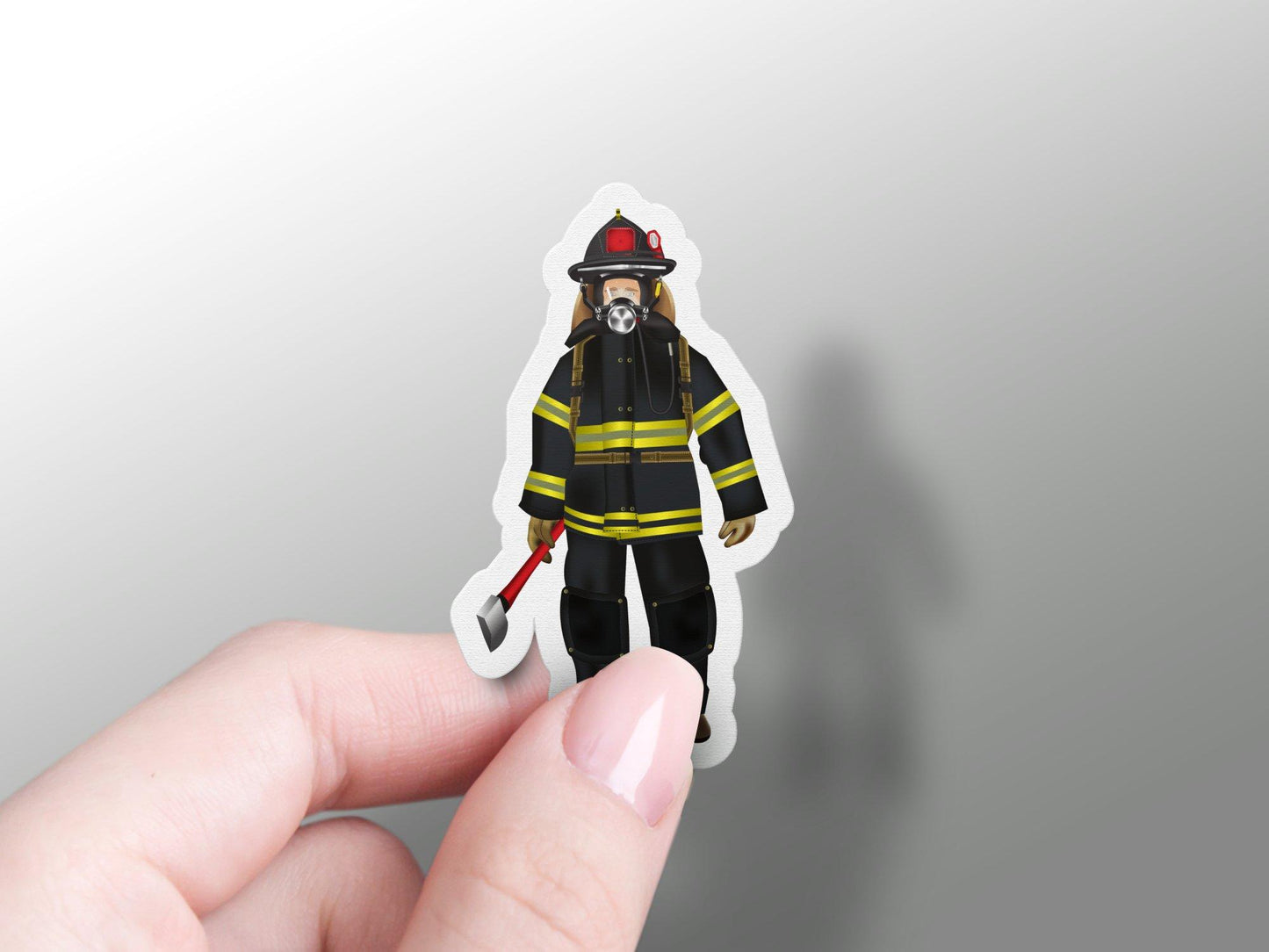 Firefighter Holding Axe Sticker
