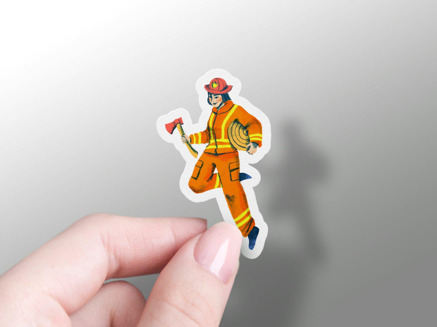 Firefighter With Axe Sticker