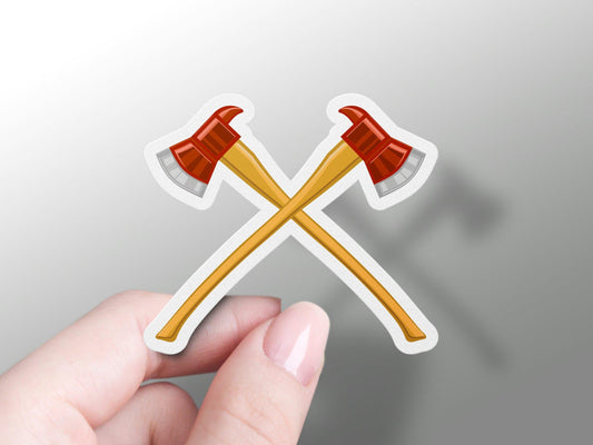 Crossed Firefighter Axes Sticker