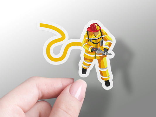 Firefighter With Fire Extinguisher Sticker