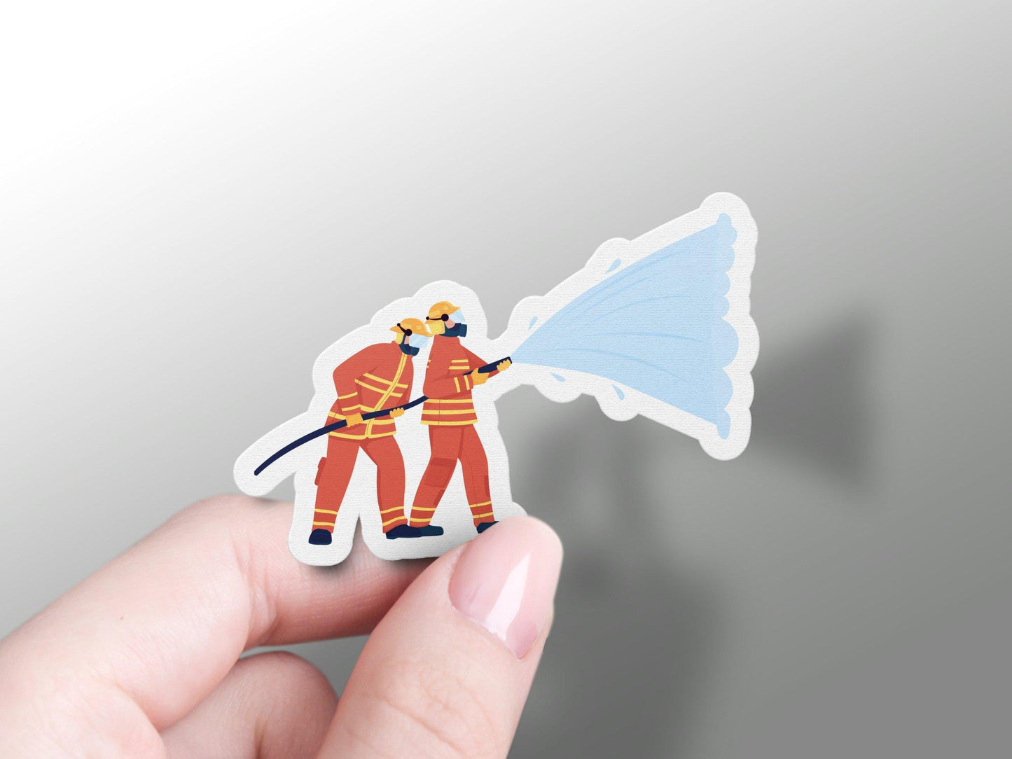 Firefighters With Water Hose Sticker