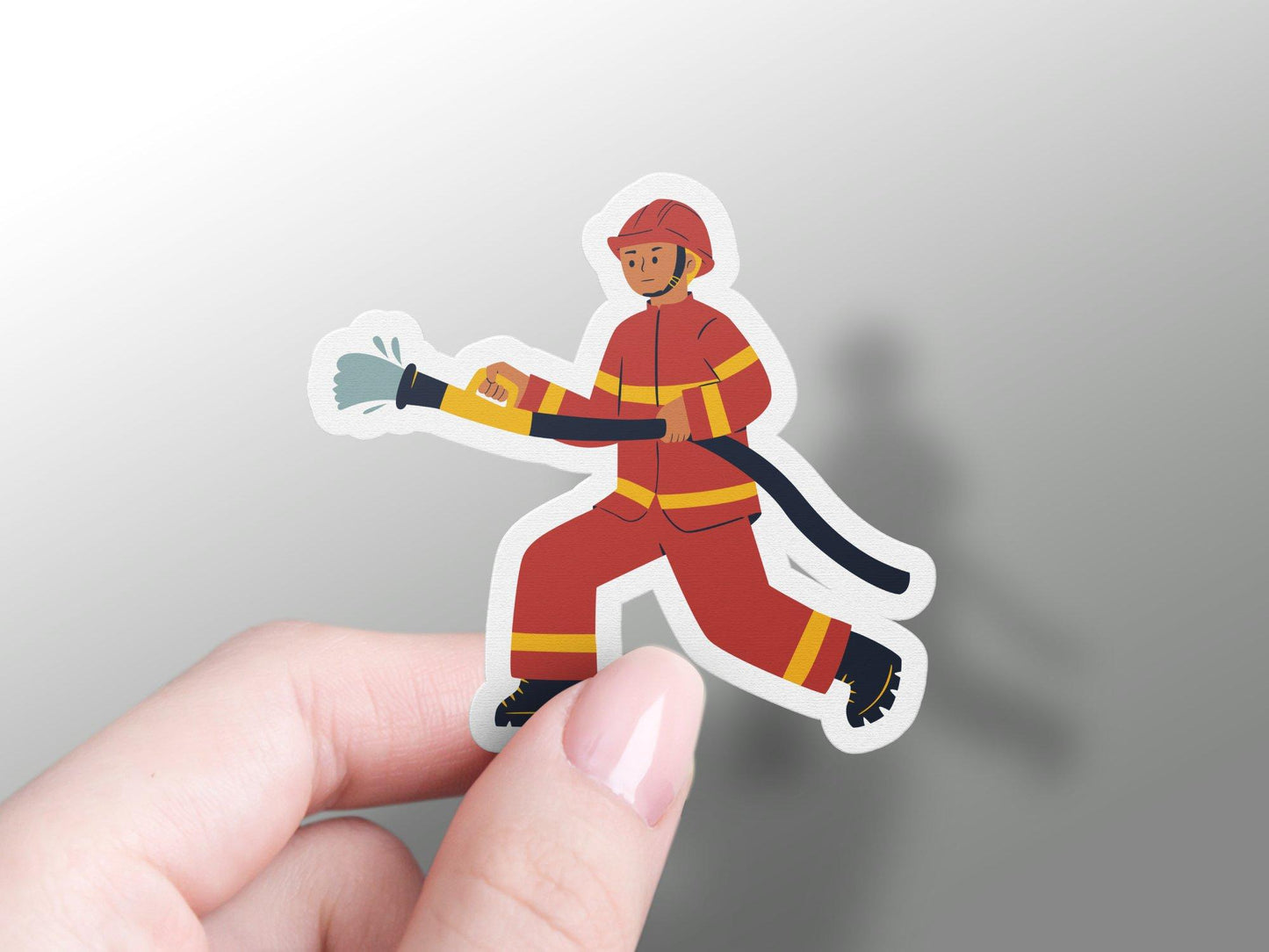 Firefighter With Water Hose Sticker