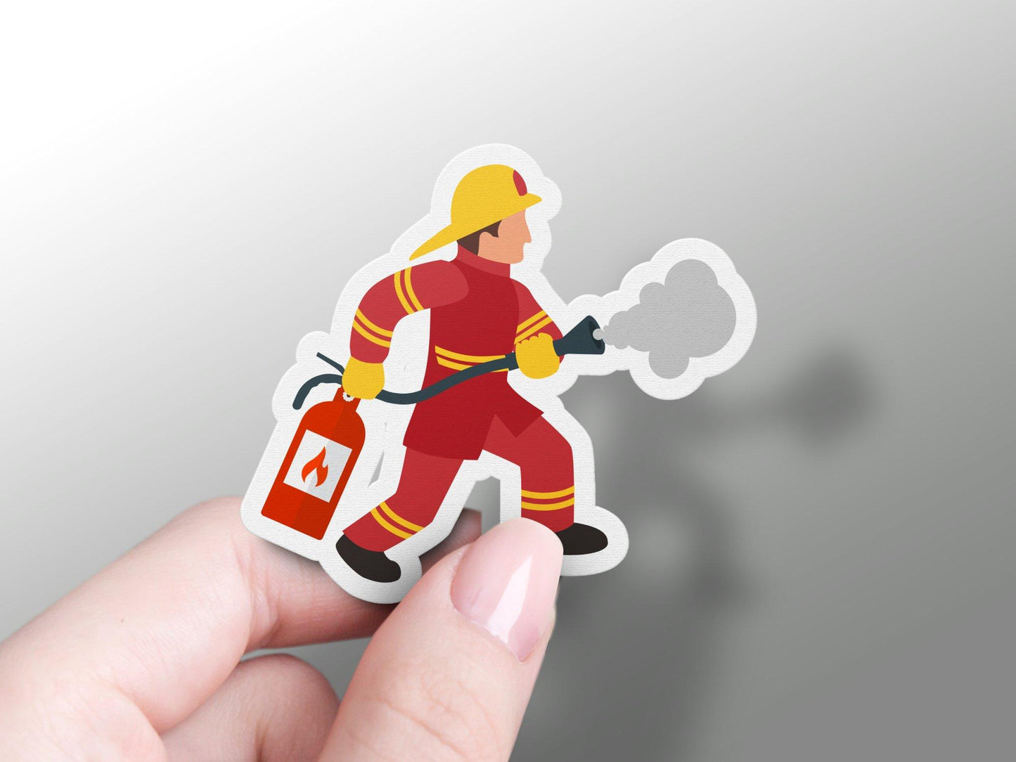 Firefighter With Fire Extinguisher Sticker