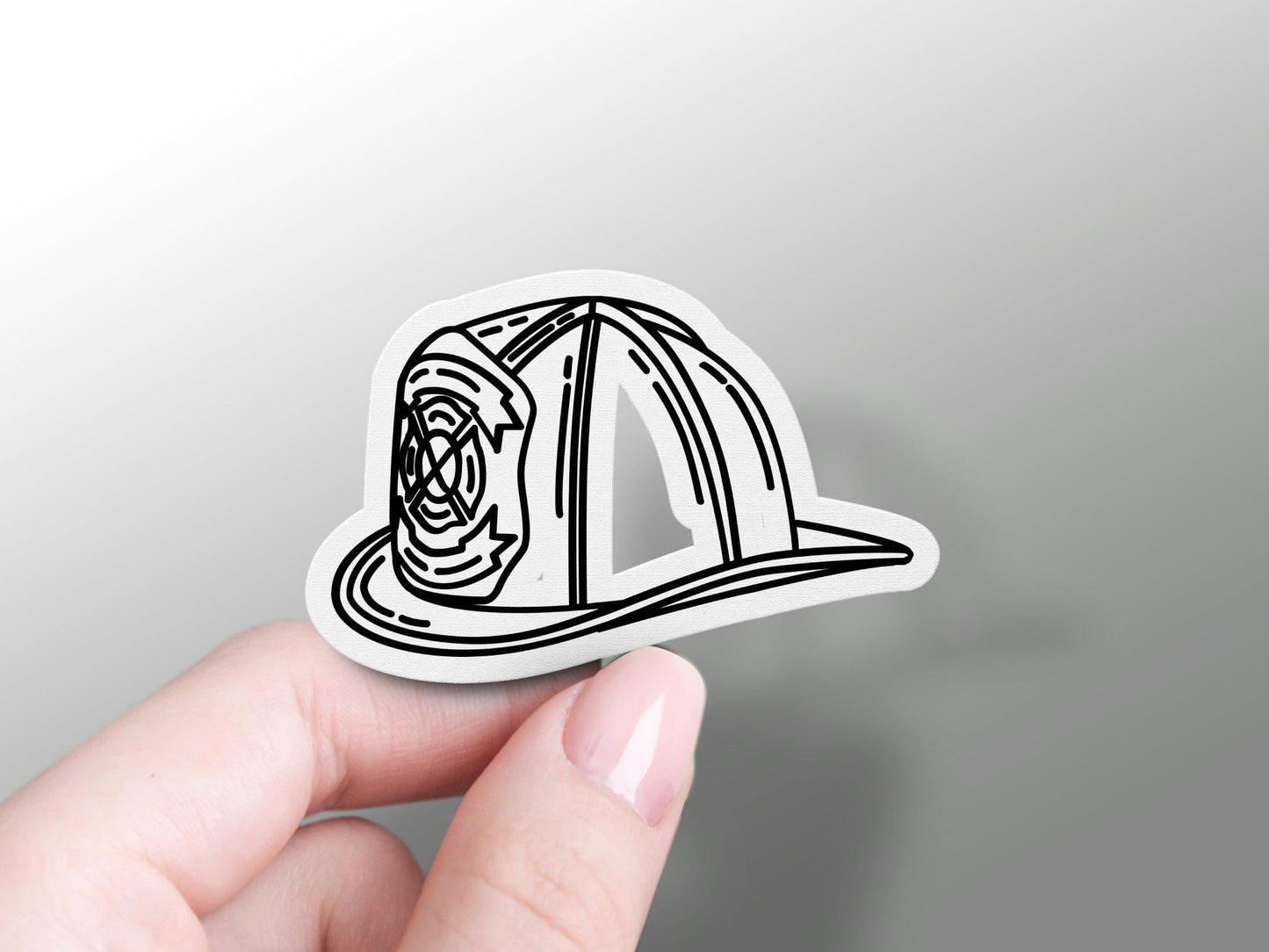 Firefighter Helmet Black and White Sticker