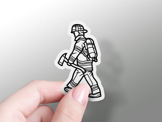 Firefighter With Axe Sticker