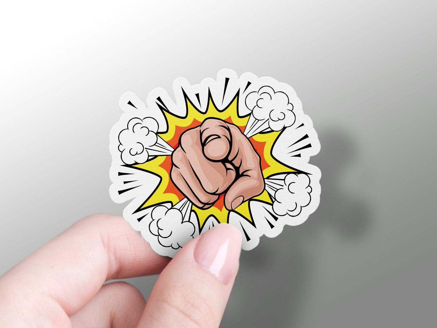 Pop Art Pointing Cartoon Hand Sticker