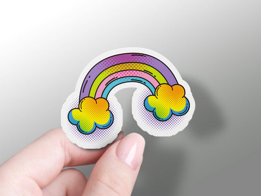 Rainbow With Two Clouds Pop Art Sticker