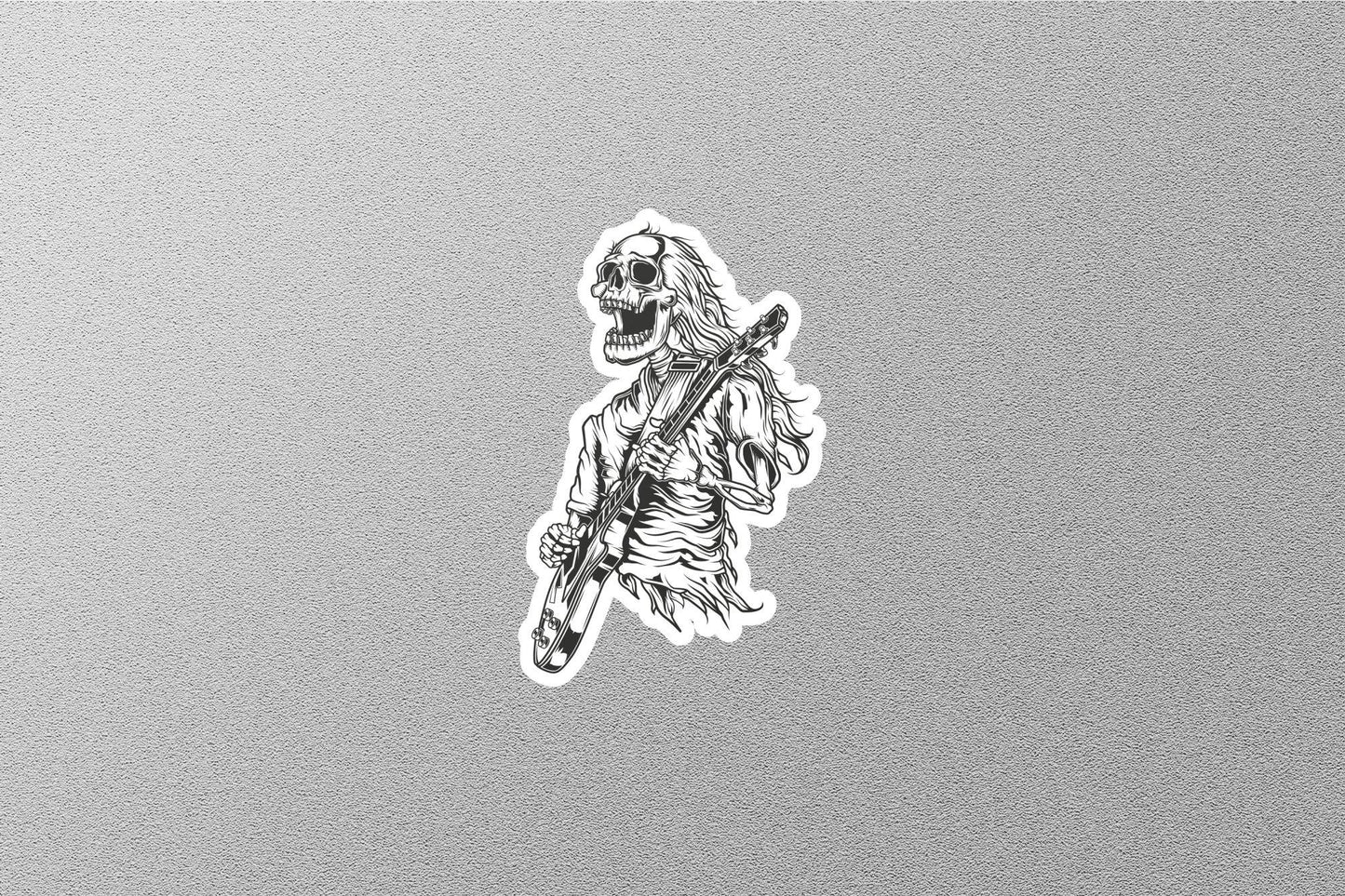 Skull Playing Guitar Sticker