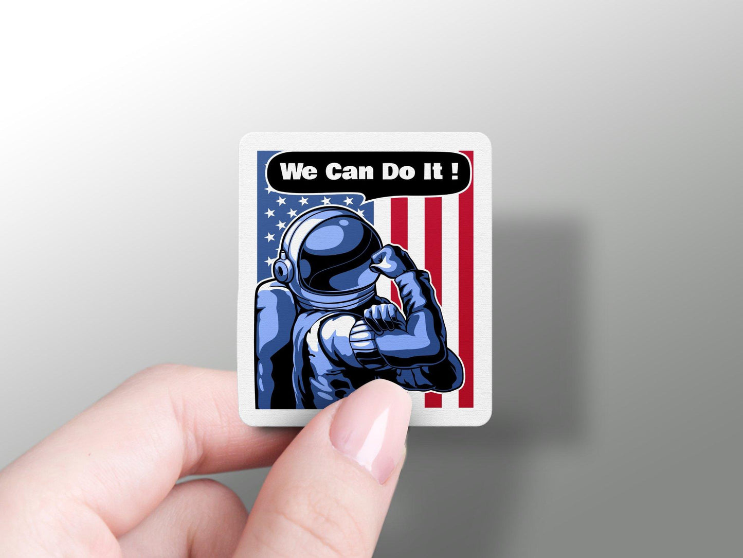 We Can Do It! Astronaut with US Flag Sticker