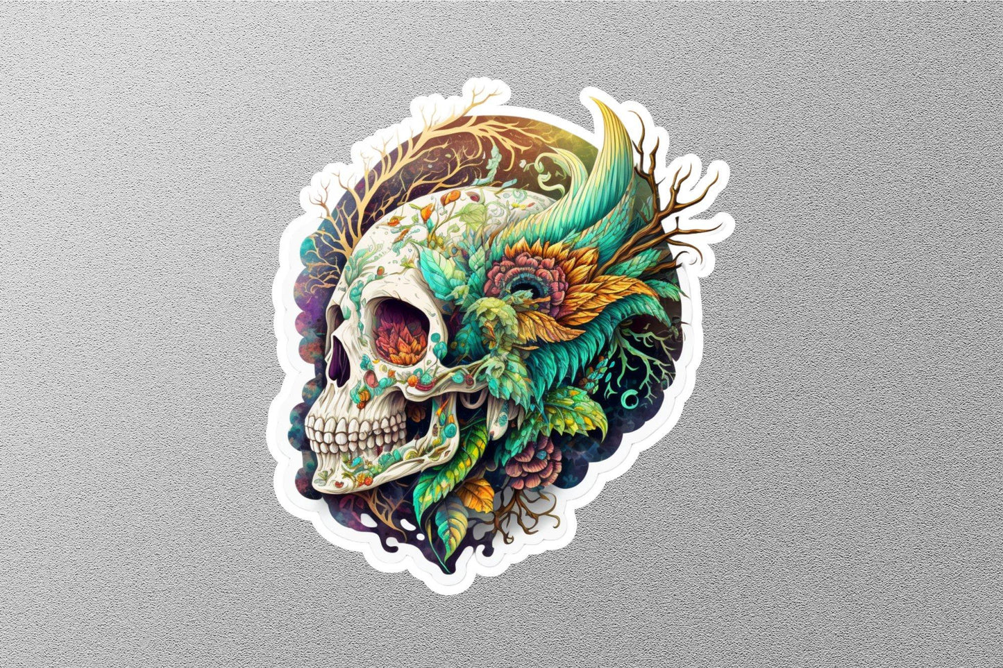 Skull With Flowers Sticker