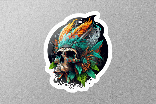 Skull With Flowers Sticker