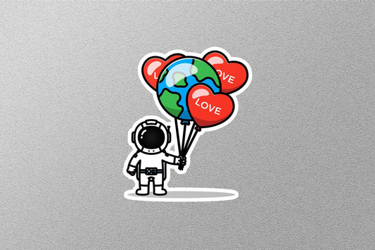 Astronaut Carrying Love and Earth Balloon Sticker