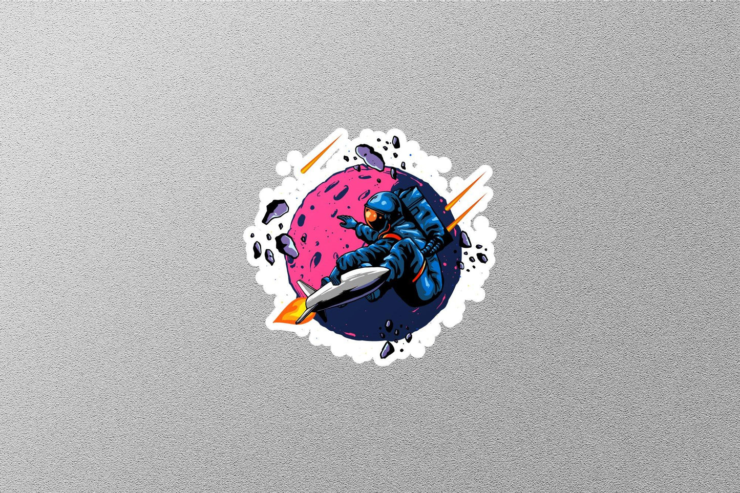 Astronaut Ride Rocket Sticker