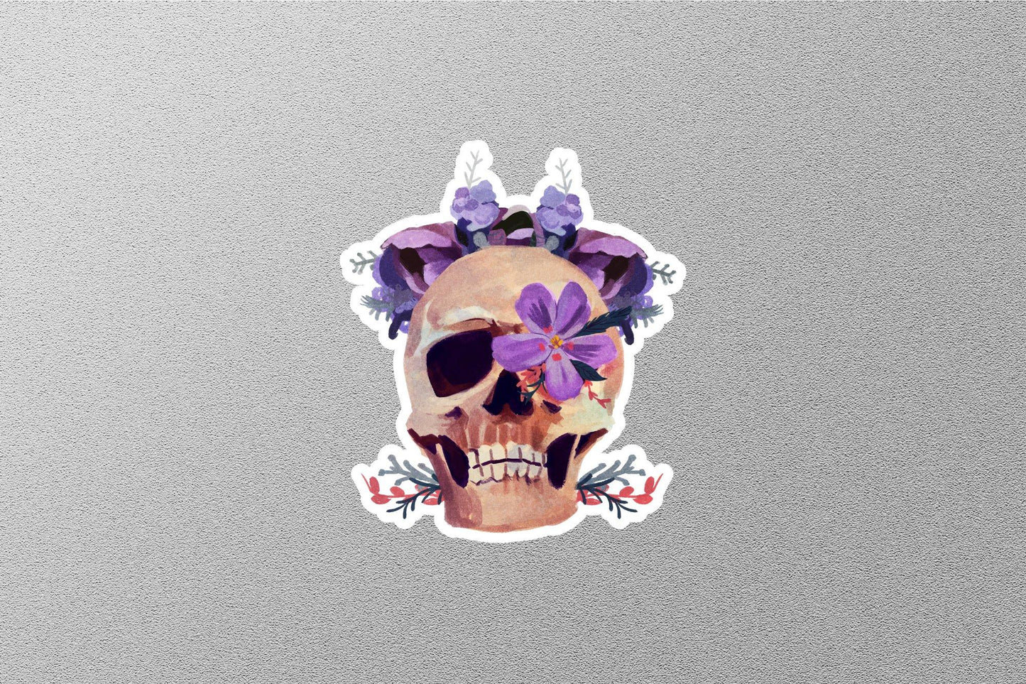 Skull With Flowers Sticker