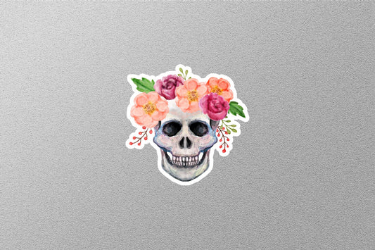 Skull With Flowers Sticker