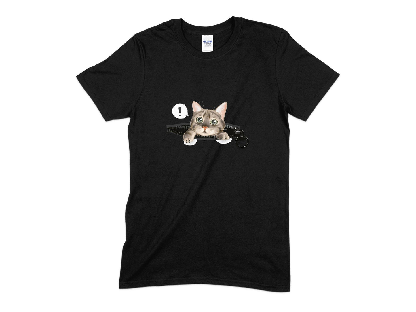 Cute Zipper Cat T-Shirt, Cute Cat Shirt