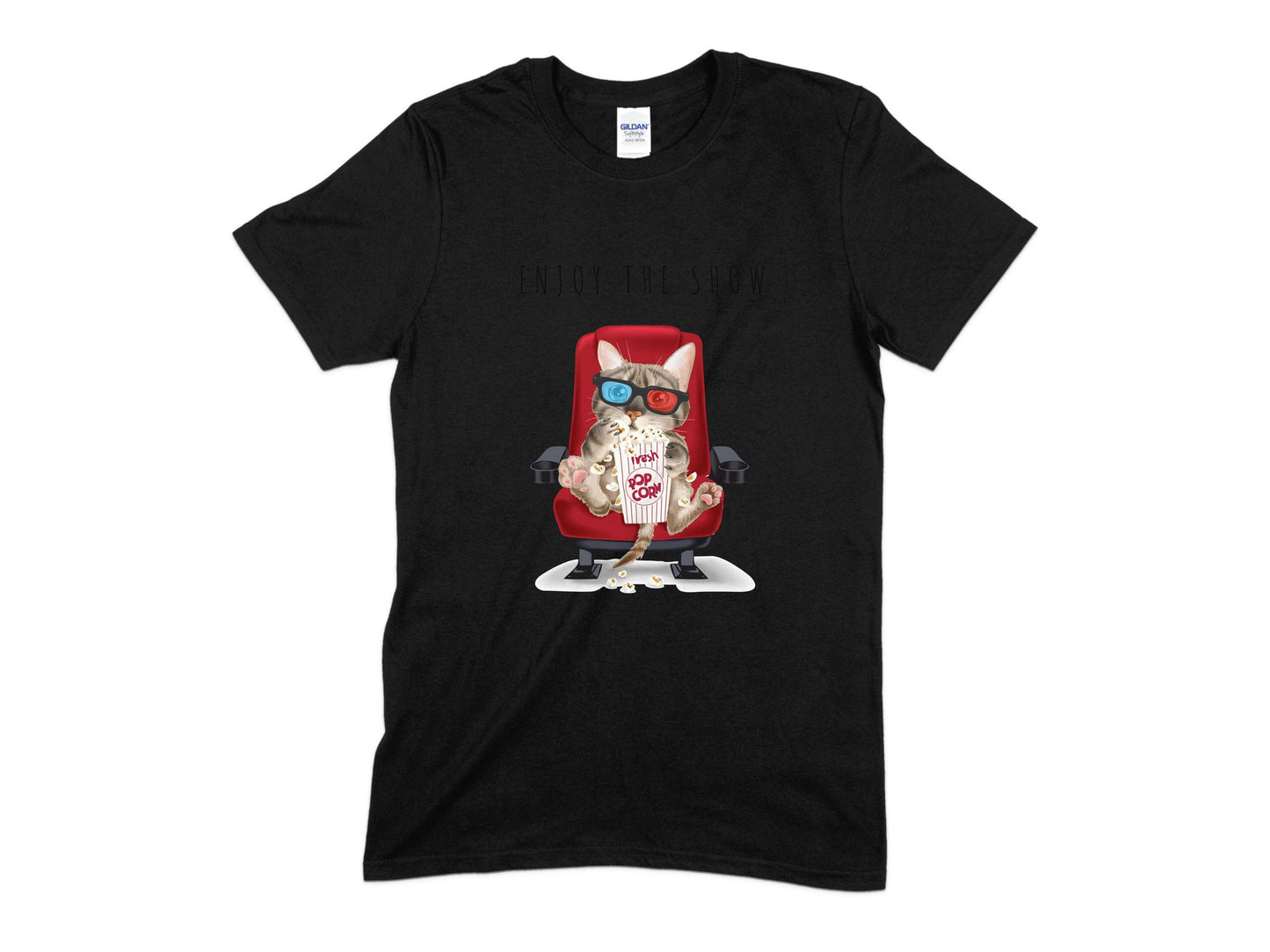 Cat Eating Fresh Pop Corn T-Shirt, Cute Cat T-Shirt