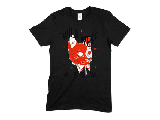 Cat Wild West Red Cat Classic Trendy Design Casual T-Shirt, Wild Cat T-Shirt