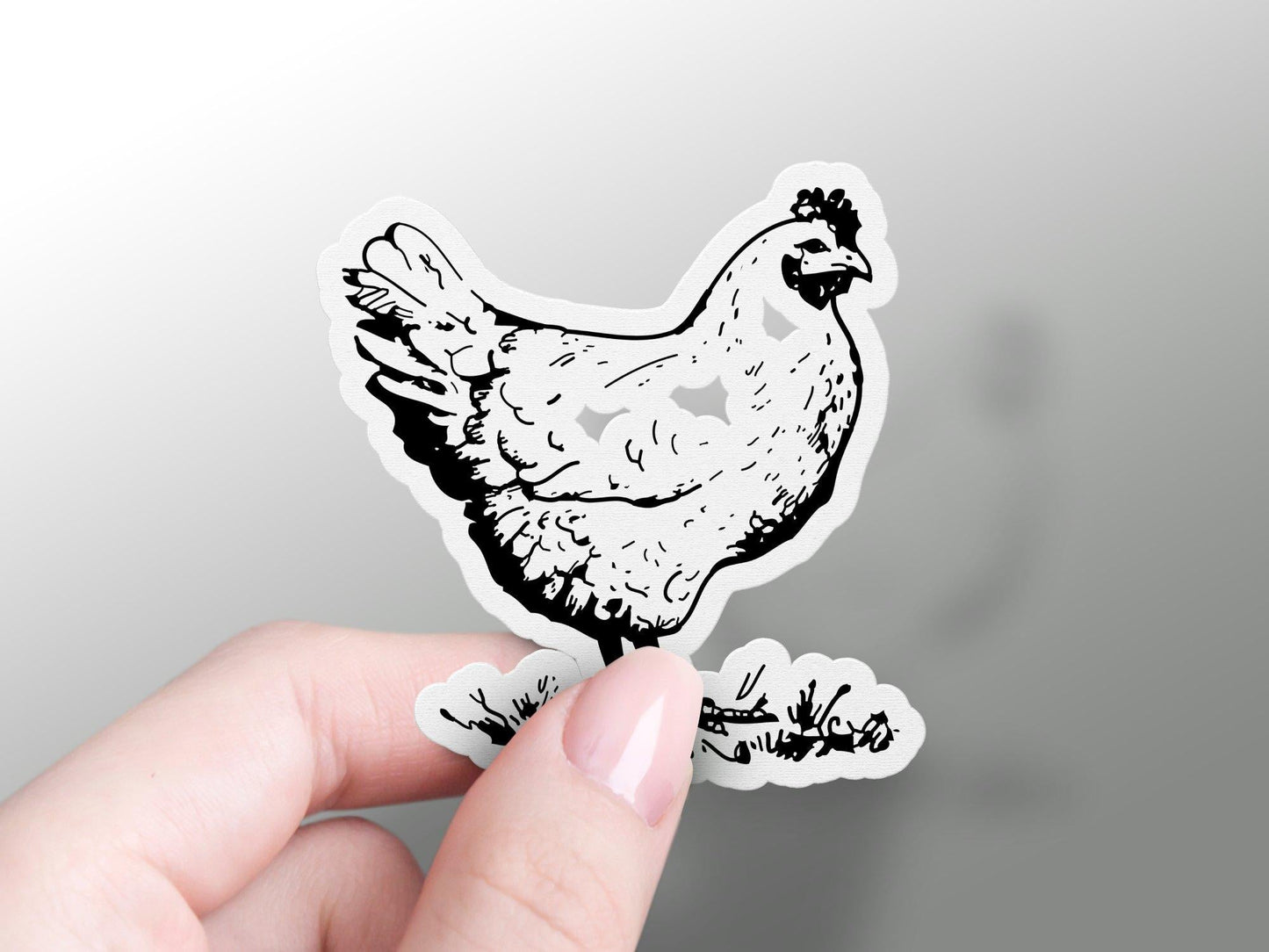 Hen Black Sticker