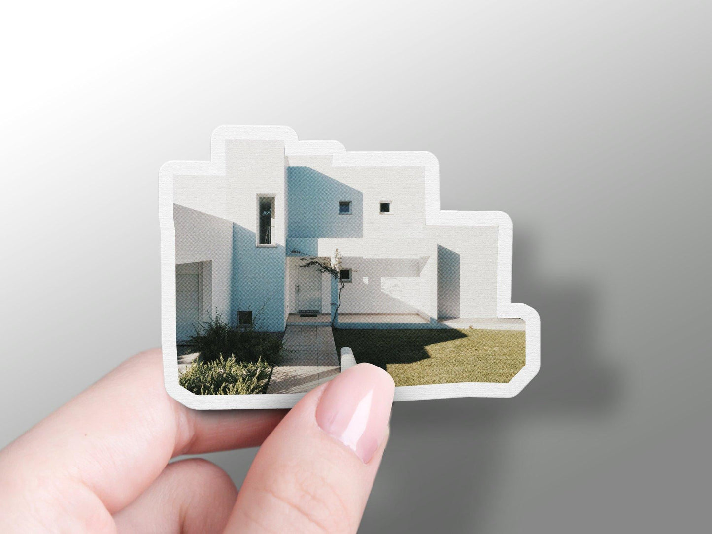 White Modern House Sticker